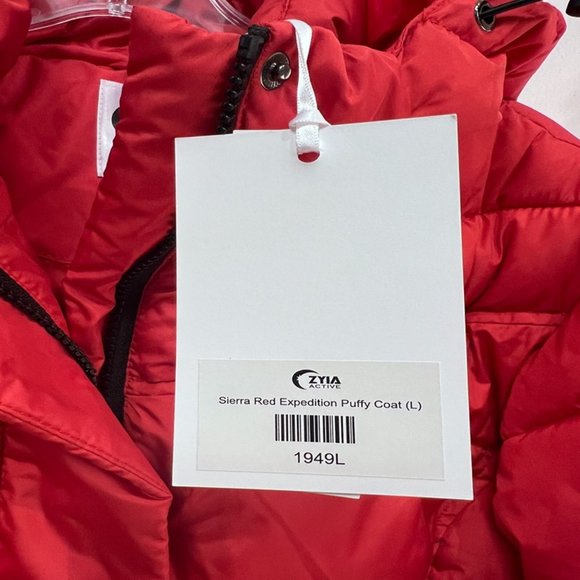 Zyia Active Sierra Red Aspen Removable Hood Full Zipper  Puffer Jacket Size L - Picture 11 of 13